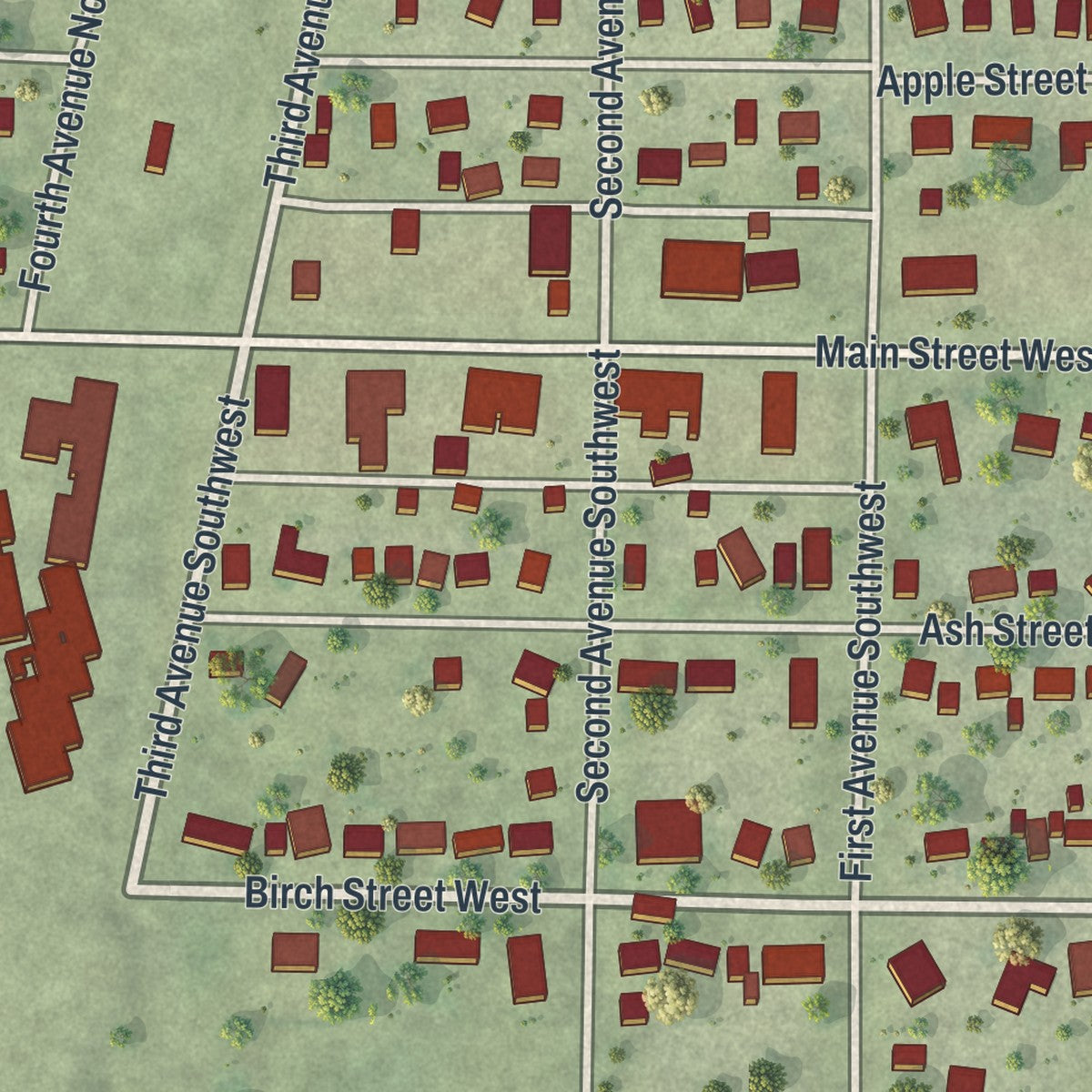Second close-up of the map of Trimont, Minnesota print showing more streets and buildings