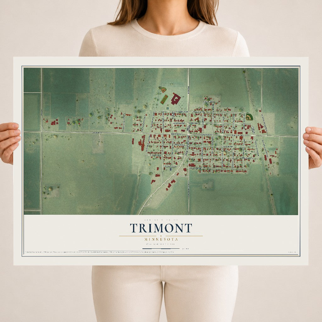 Map of Trimont, Minnesota, 18 x 24 inch unframed archival matte print