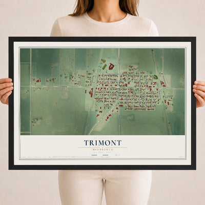 Map of Trimont, Minnesota, 18 x 24 inch print in a black wood frame