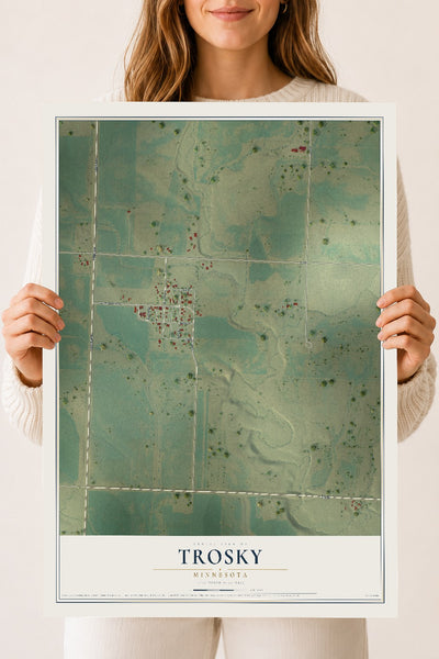 Map of Trosky, Minnesota, 18 x 24 inch unframed archival matte print