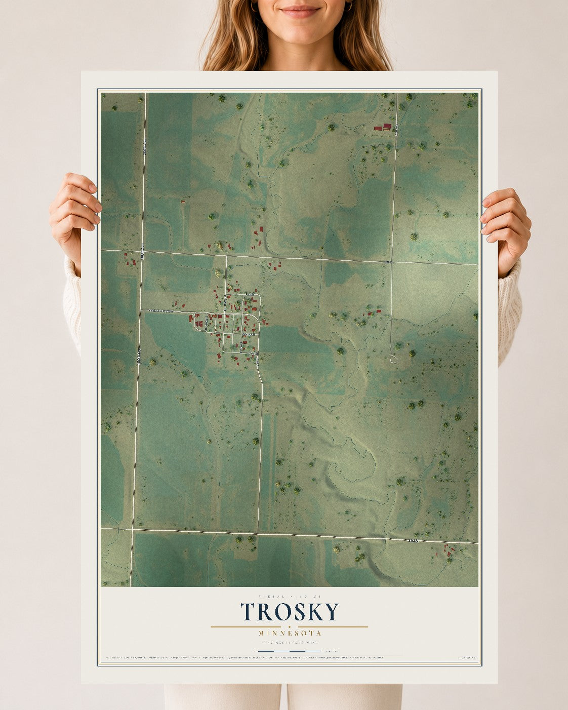 Map of Trosky, Minnesota, 24 x 36 inch unframed archival matte print