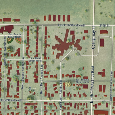 Close-up of the map of Truman, Minnesota print showing street and building detail