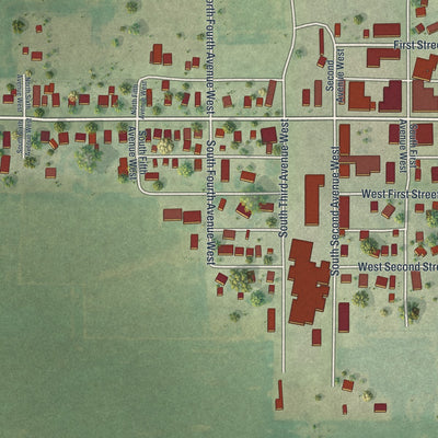 Second close-up of the map of Truman, Minnesota print showing more streets and buildings