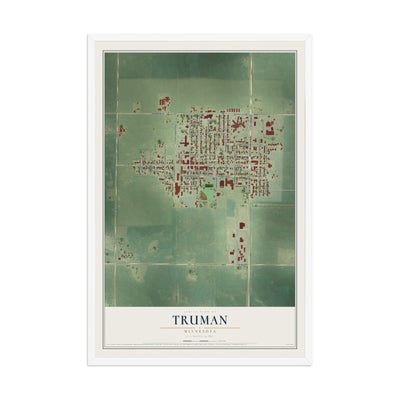 Map of Truman, Minnesota, 12 x 18 inch print in a white wood frame