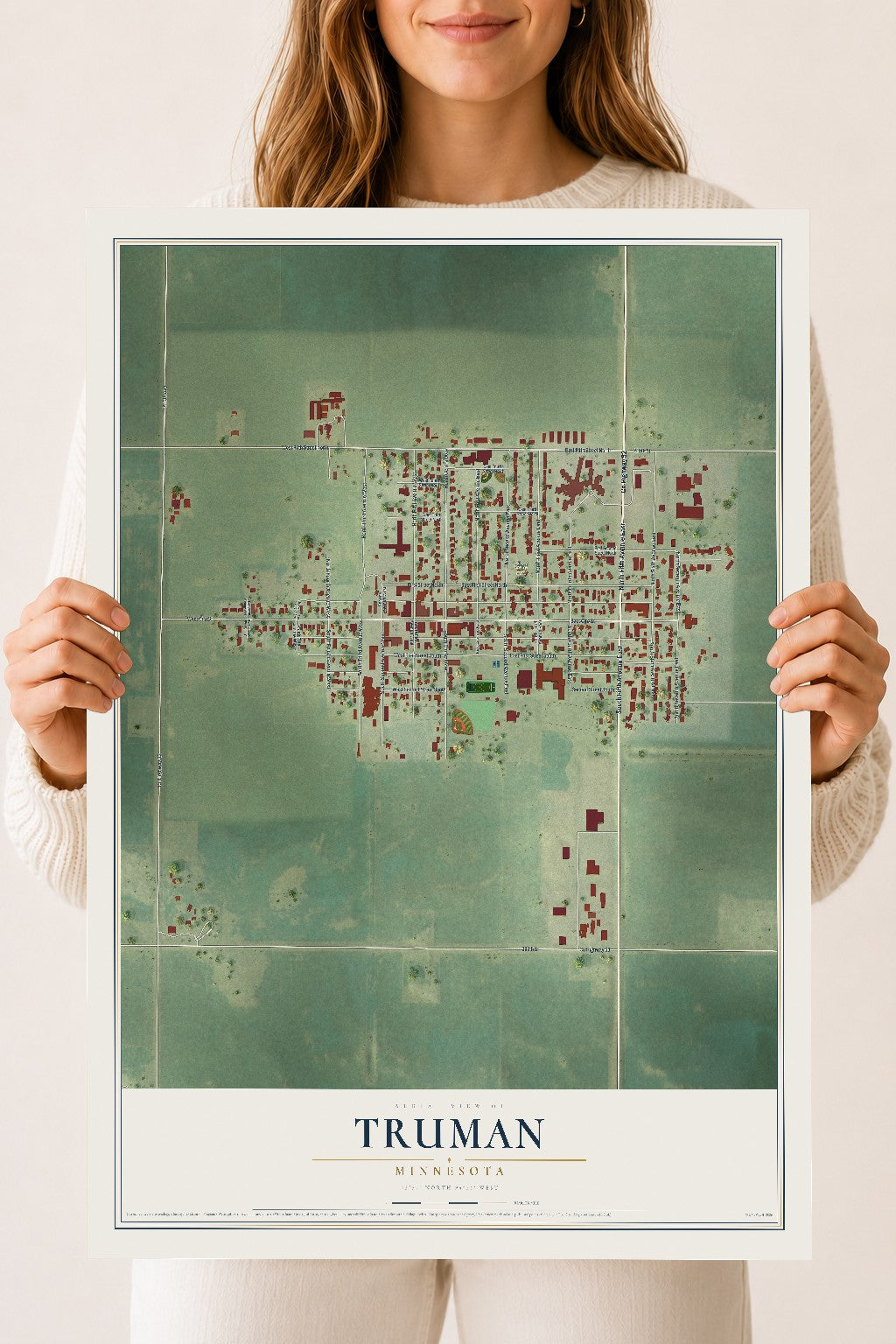 Map of Truman, Minnesota, 18 x 24 inch unframed archival matte print