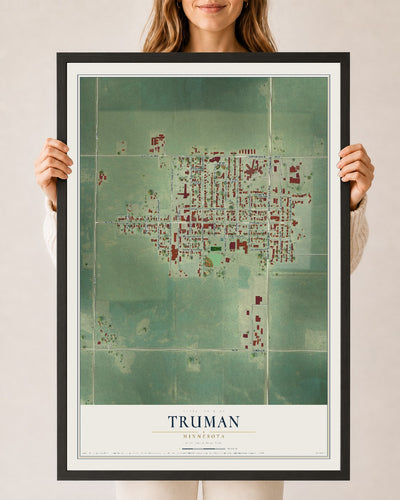 Map of Truman, Minnesota, 24 x 36 inch print in a black wood frame