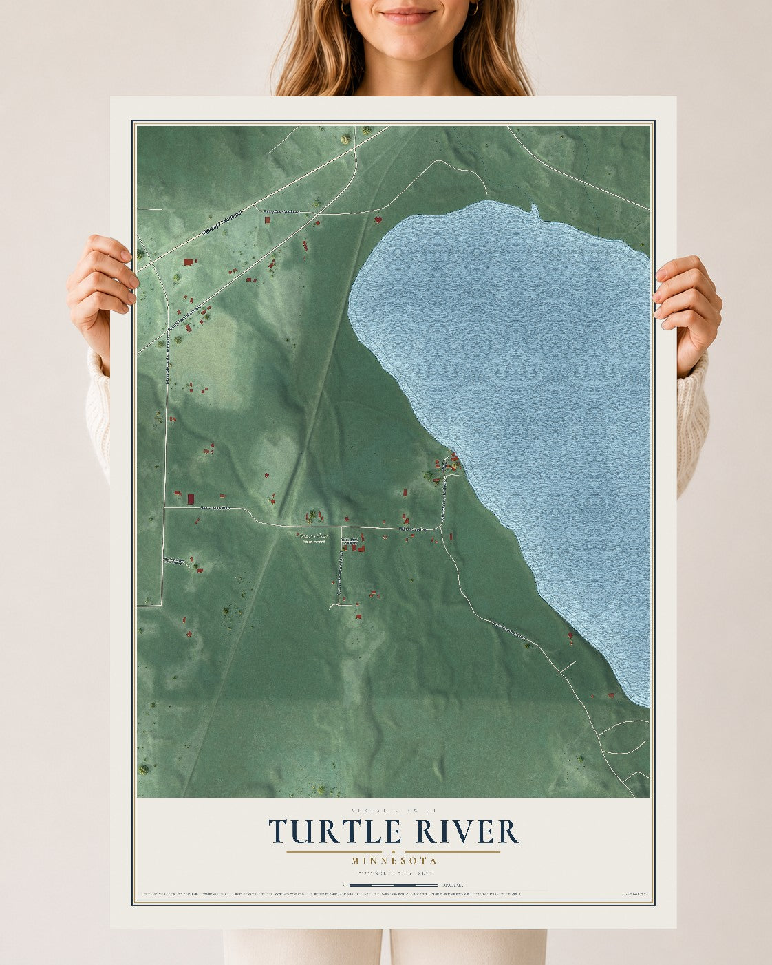 Map of Turtle River, Minnesota, 24 x 36 inch unframed archival matte print