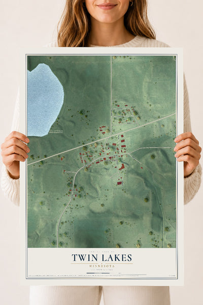 Map of Twin Lakes, Minnesota, 18 x 24 inch unframed archival matte print