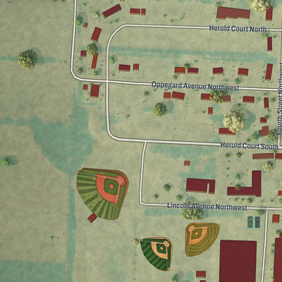 Second close-up of the map of Twin Valley, Minnesota print showing more streets and buildings