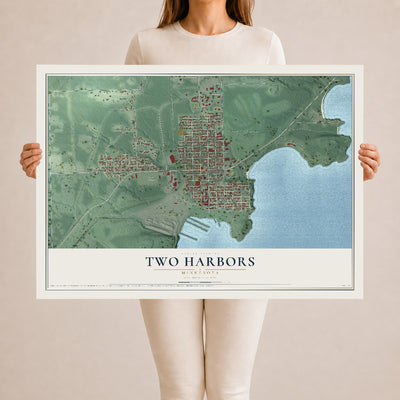 Map of Two Harbors, Minnesota, 24 x 36 inch unframed archival matte print