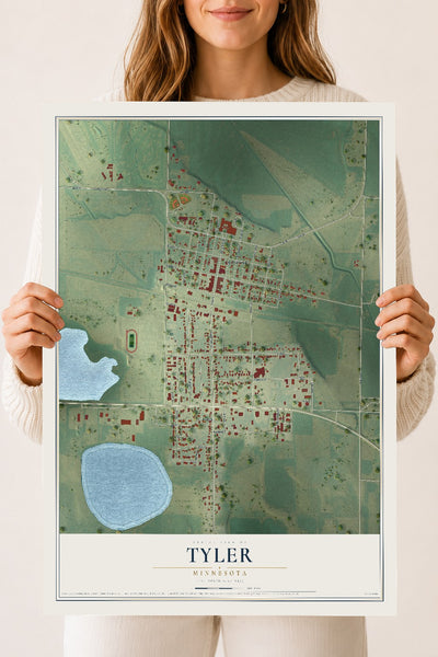 Map of Tyler, Minnesota, 18 x 24 inch unframed archival matte print