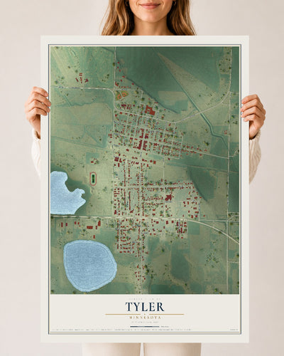 Map of Tyler, Minnesota, 24 x 36 inch unframed archival matte print
