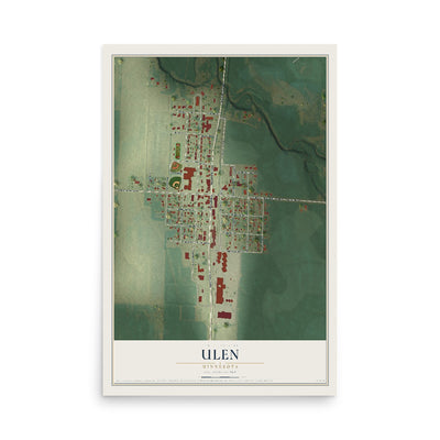 Map of Ulen, Minnesota, 12 x 18 inch unframed archival matte print