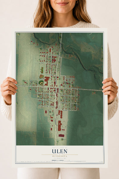 Map of Ulen, Minnesota, 18 x 24 inch unframed archival matte print