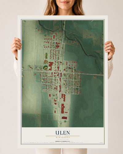 Map of Ulen, Minnesota, 24 x 36 inch unframed archival matte print
