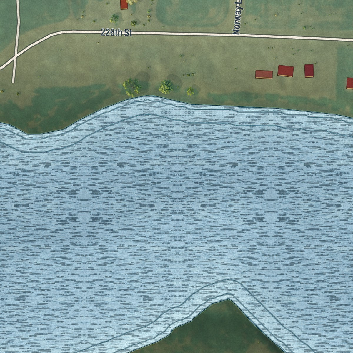 Second close-up of the map of Underwood, Minnesota print showing more streets and buildings
