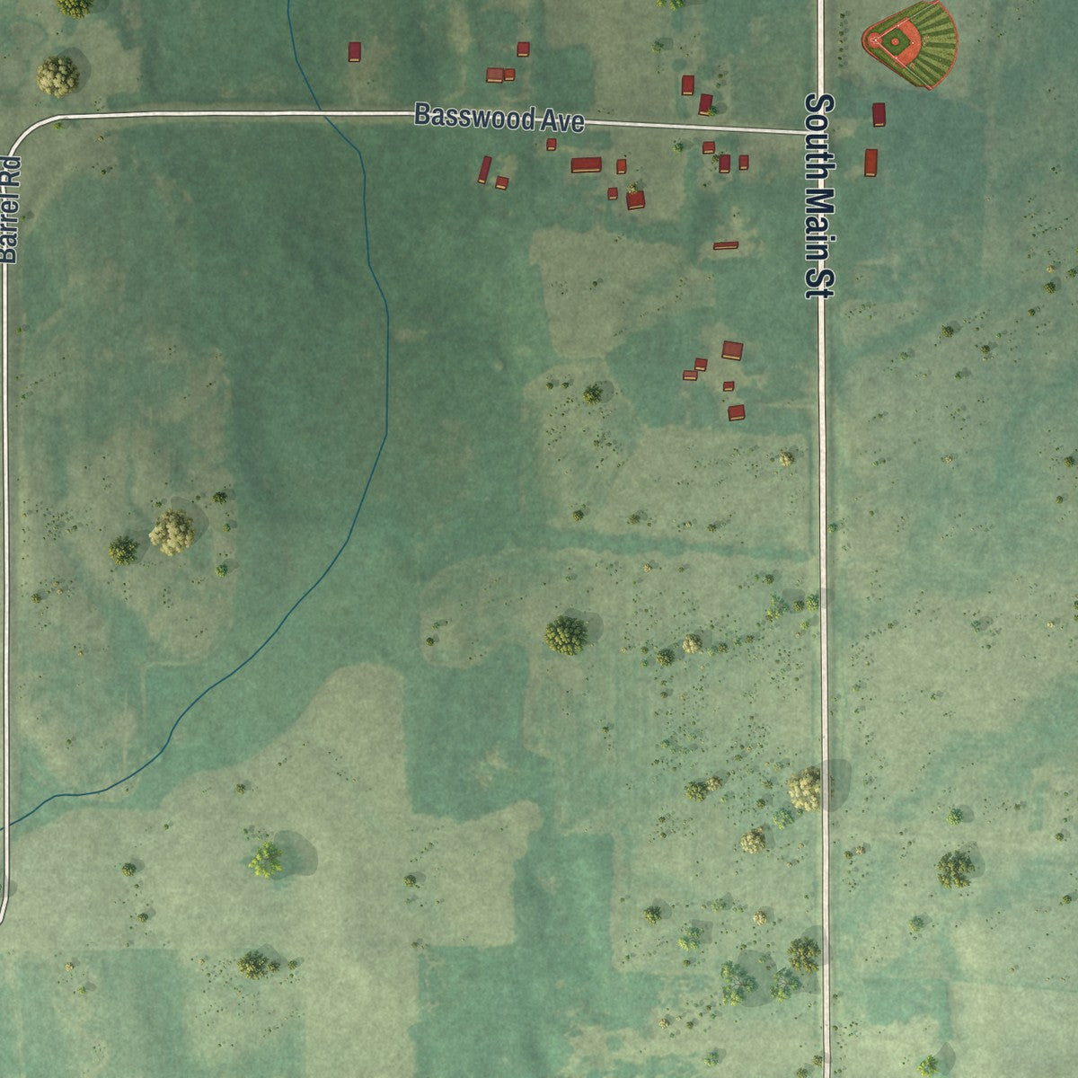 Second close-up of the map of Upsala, Minnesota print showing more streets and buildings
