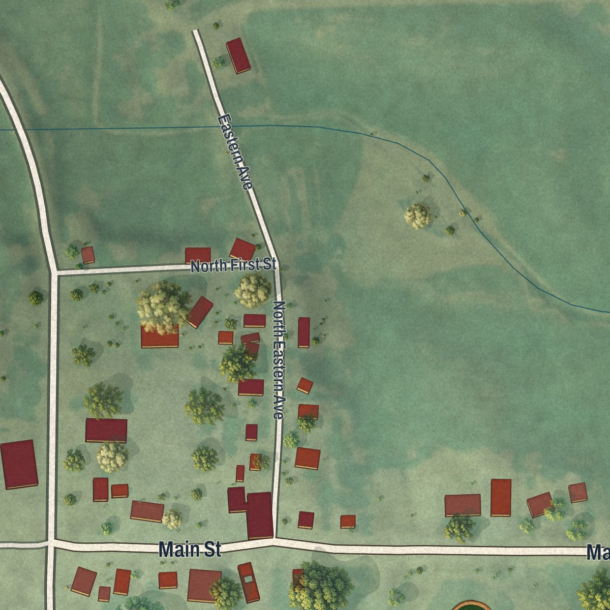 Close-up of the map of Urbank, Minnesota print showing street and building detail