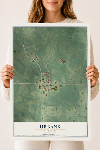 Map of Urbank, Minnesota, 18 x 24 inch unframed archival matte print