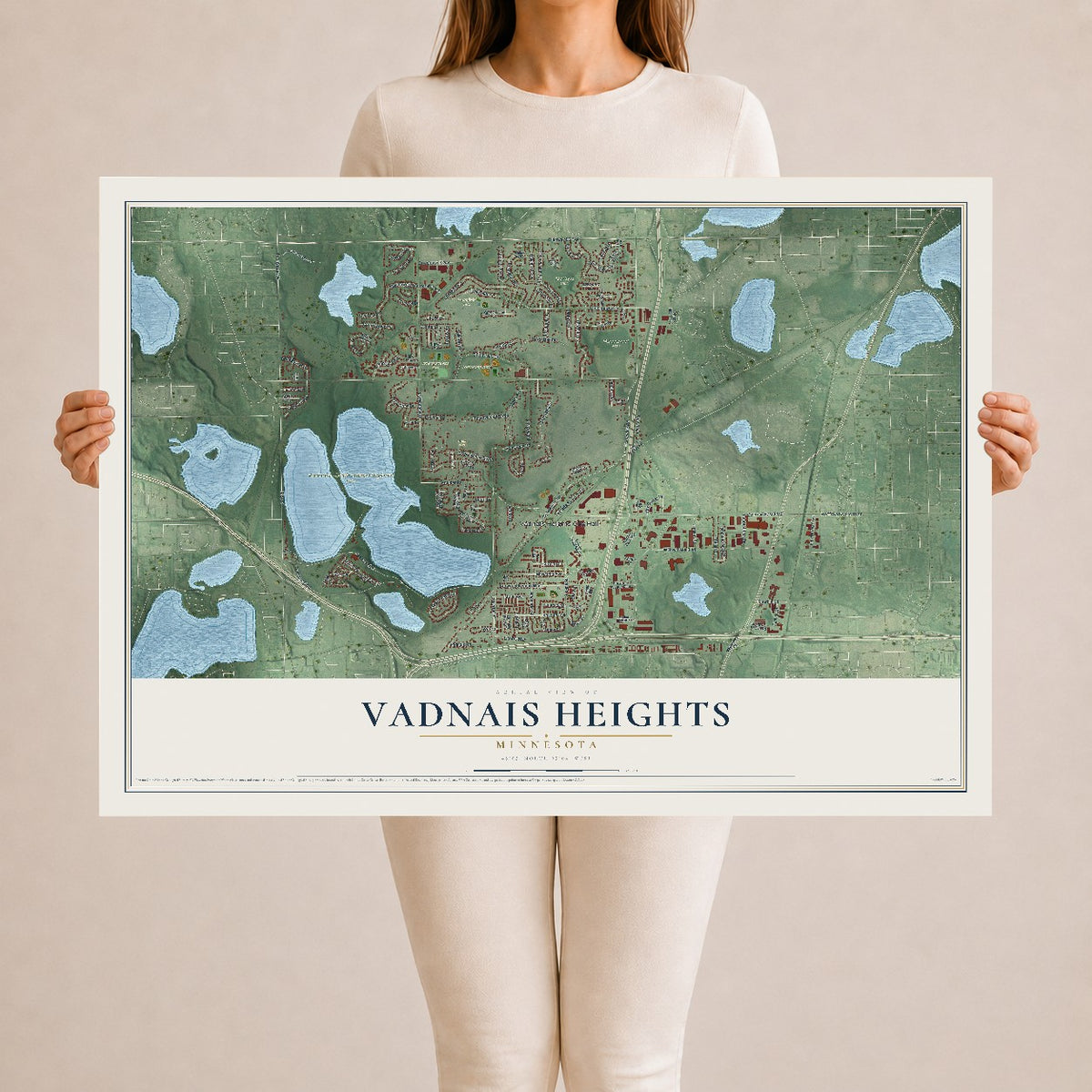 Map of Vadnais Heights, Minnesota, 24 x 36 inch unframed archival matte print