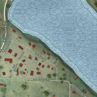 Close-up of the map of Vergas, Minnesota print showing street and building detail