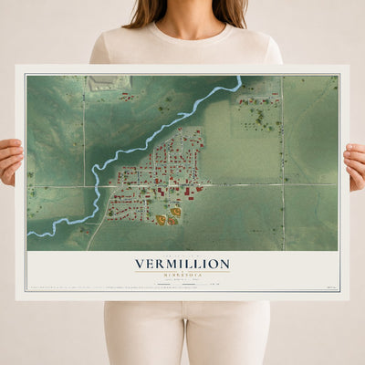 Map of Vermillion, Minnesota, 18 x 24 inch unframed archival matte print