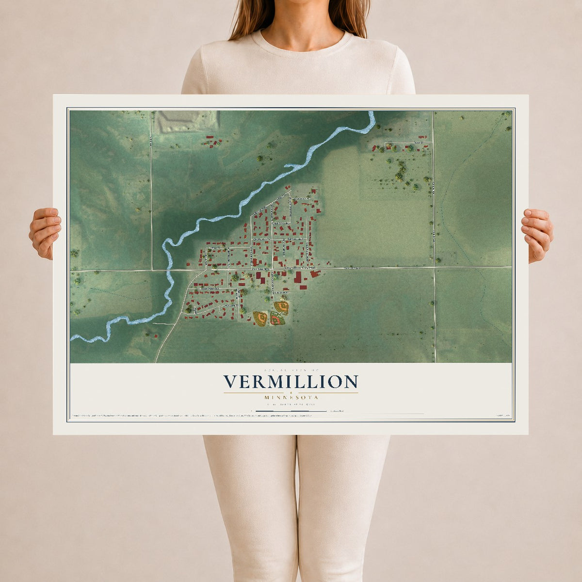 Map of Vermillion, Minnesota, 24 x 36 inch unframed archival matte print