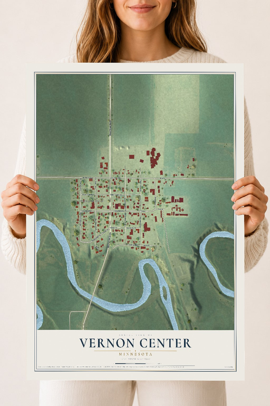 Map of Vernon Center, Minnesota, 18 x 24 inch unframed archival matte print