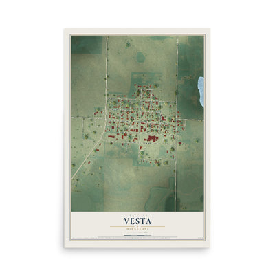 Map of Vesta, Minnesota, 12 x 18 inch unframed archival matte print