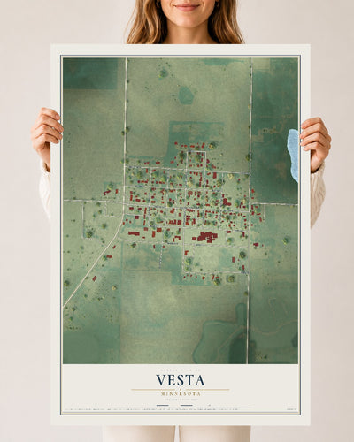 Map of Vesta, Minnesota, 24 x 36 inch unframed archival matte print