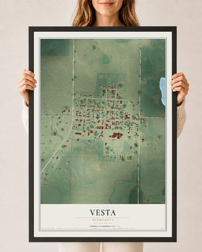 Map of Vesta, Minnesota, 24 x 36 inch print in a black wood frame