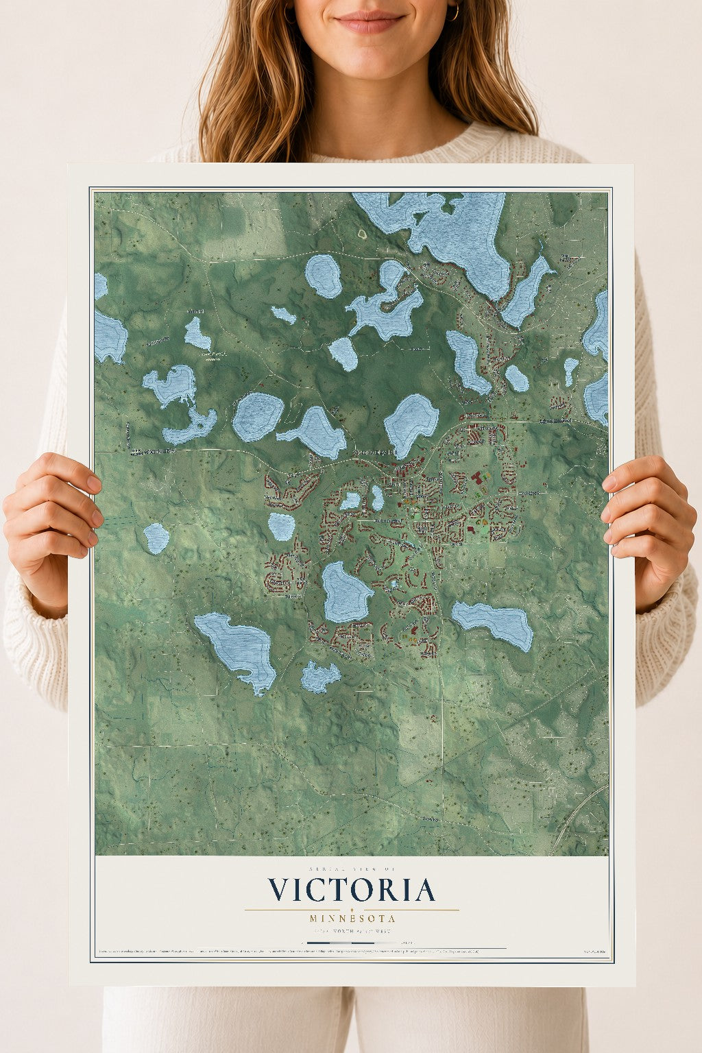 Map of Victoria, Minnesota, 18 x 24 inch unframed archival matte print