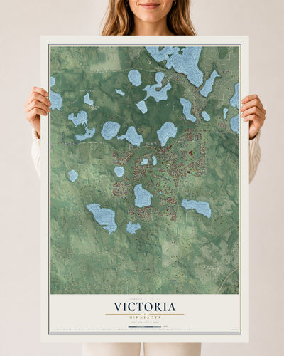 Map of Victoria, Minnesota, 24 x 36 inch unframed archival matte print