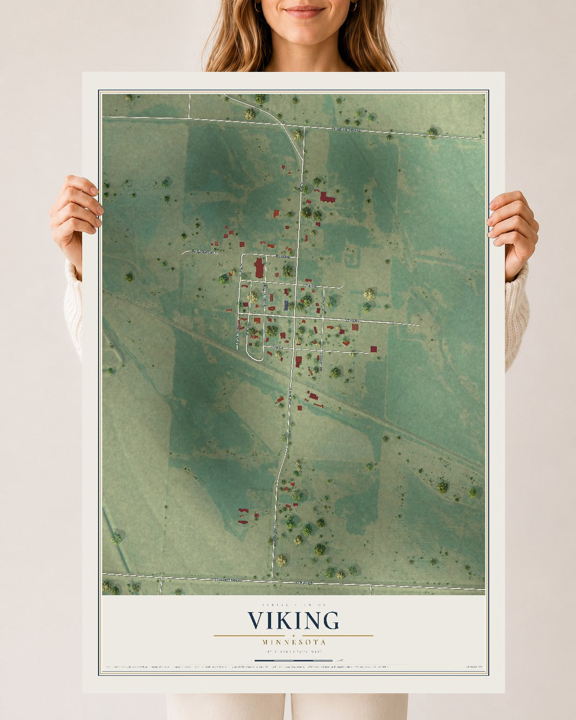 Map of Viking, Minnesota, 24 x 36 inch unframed archival matte print
