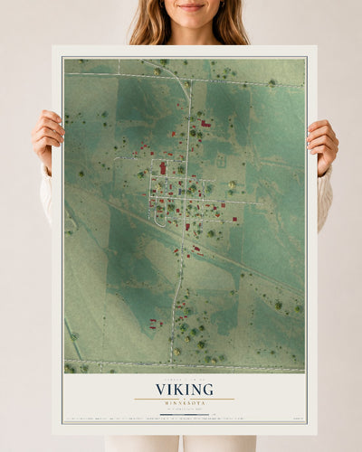 Map of Viking, Minnesota, 24 x 36 inch unframed archival matte print