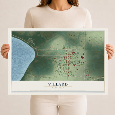 Map of Villard, Minnesota, 12 x 18 inch unframed archival matte print