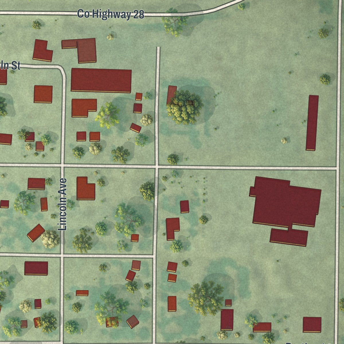 Second close-up of the map of Villard, Minnesota print showing more streets and buildings