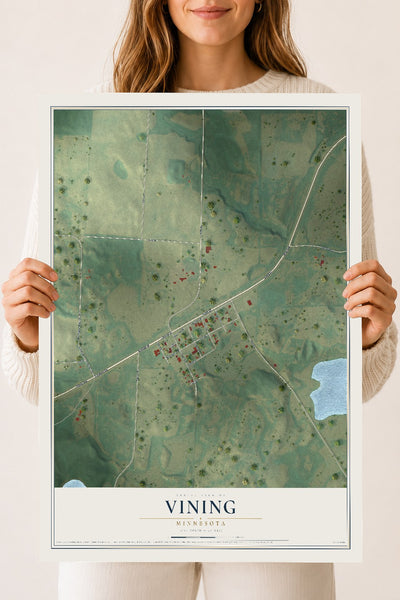 Map of Vining, Minnesota, 18 x 24 inch unframed archival matte print