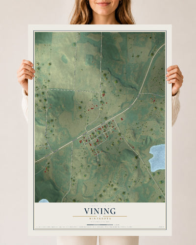 Map of Vining, Minnesota, 24 x 36 inch unframed archival matte print