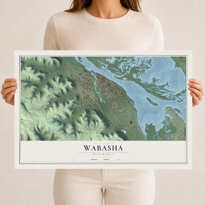 Map of Wabasha, Minnesota, 12 x 18 inch unframed archival matte print