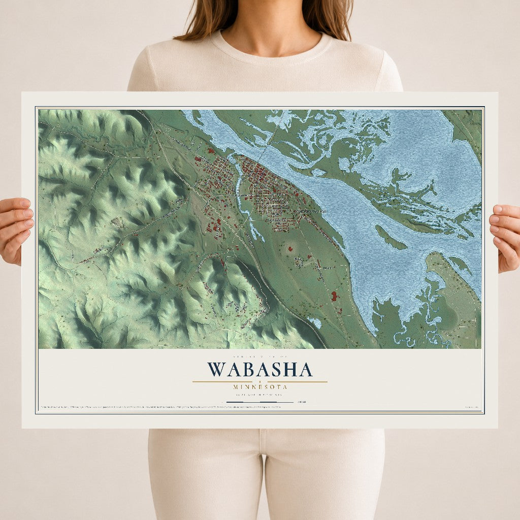 Map of Wabasha, Minnesota, 18 x 24 inch unframed archival matte print