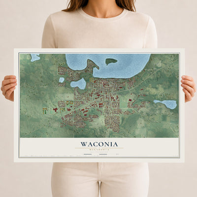 Map of Waconia, Minnesota, 12 x 18 inch unframed archival matte print