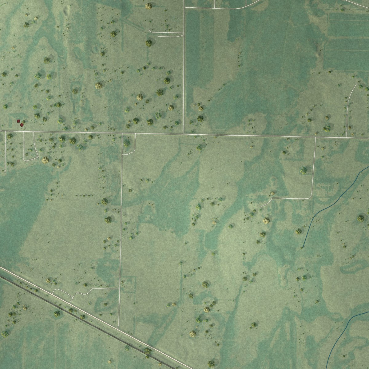 Second close-up of the map of Wadena, Minnesota print showing more streets and buildings