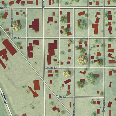 Close-up of the map of Waldorf, Minnesota print showing street and building detail