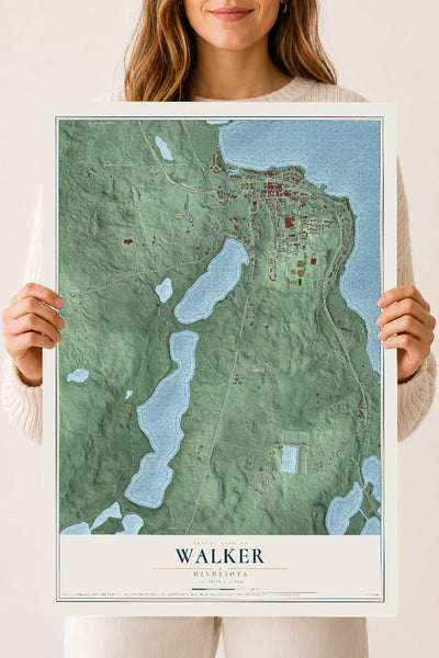 Map of Walker, Minnesota, 18 x 24 inch unframed archival matte print