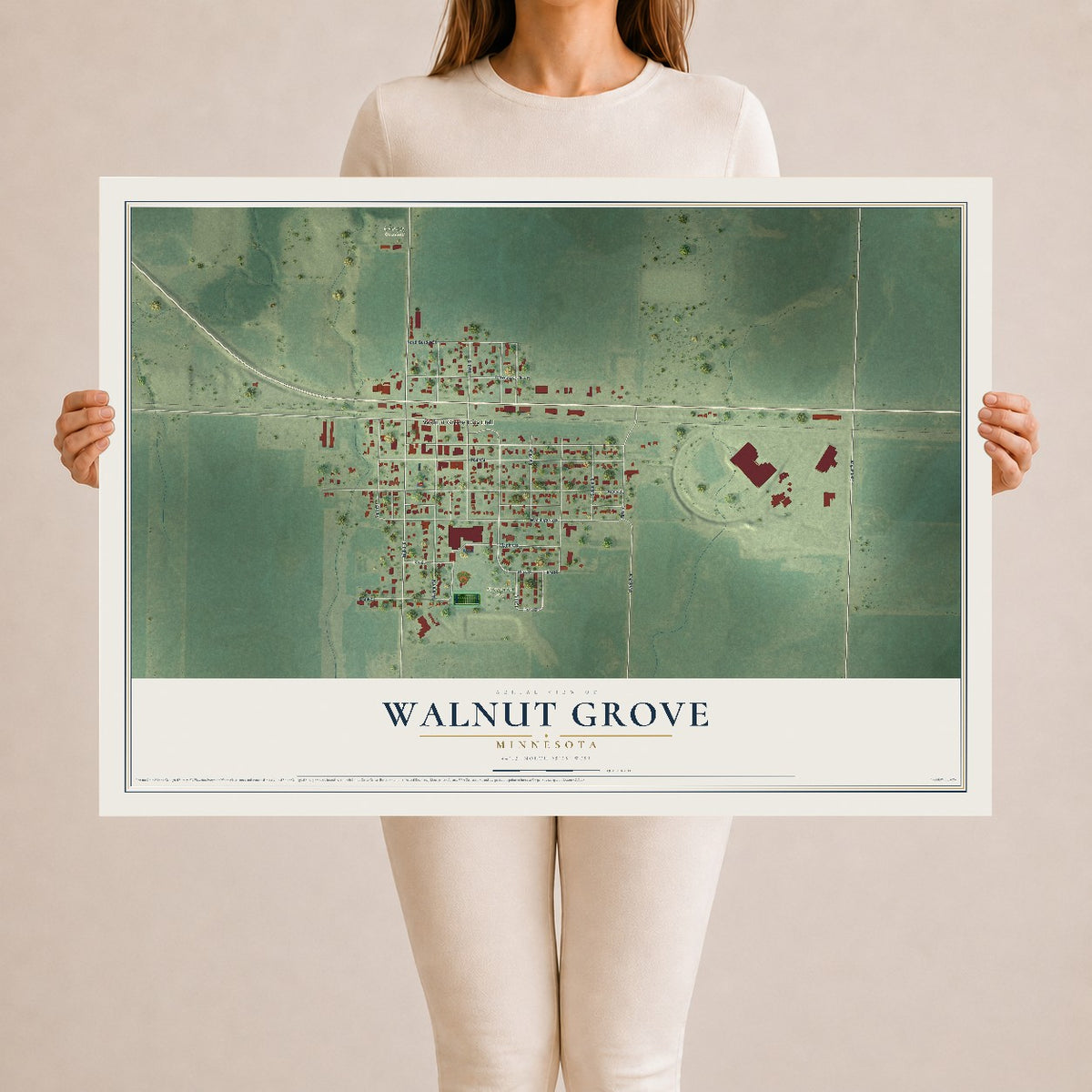 Map of Walnut Grove, Minnesota, 24 x 36 inch unframed archival matte print