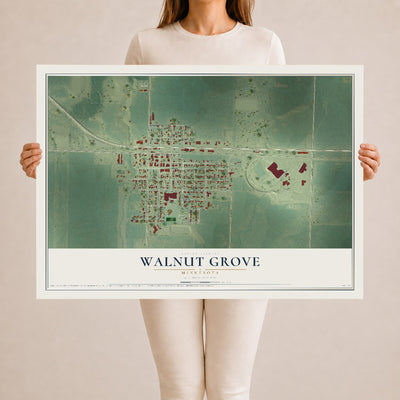 Map of Walnut Grove, Minnesota, 24 x 36 inch unframed archival matte print
