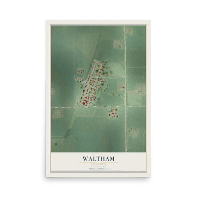 Map of Waltham, Minnesota, 12 x 18 inch unframed archival matte print