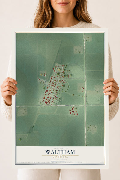 Map of Waltham, Minnesota, 18 x 24 inch unframed archival matte print