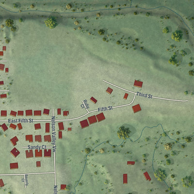 Second close-up of the map of Wanamingo, Minnesota print showing more streets and buildings